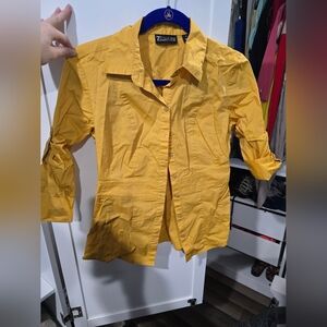 New York & Company Yellow Button Down Shirt
